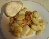 A picture of step 6 of Cabbage with fried potatoes and smoked sausage.