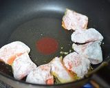 A picture of step 5 of Salmon Sautéed with Mango Fruit Brandy.