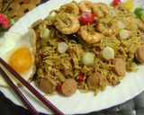 A picture of step 6 of Chilli Sambal Fried Rice with Prawns & Sausages.