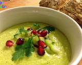 A picture of step 5 of Chilled avocado soup with cucumber and pomegranate salsa.