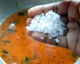 A picture of step 14 of Idly with sambar (without dal) for breakfast.