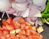 A picture of step 1 of Bhindi do pyaza.