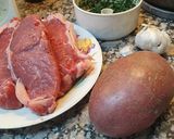 A picture of step 1 of Ribeye Steak with Provençal Mushrooms and Red Potatoes.