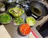 A picture of step 1 of Corsican pie with zucchini flowers.