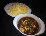 A picture of step 1 of Macaroni with tofu sauce.