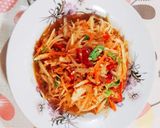 รูปขั้นตอนการทำที่ 3 ของ ส้มตำปลาร้าทรงเครื่อง, ส้มตำไทย