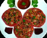 A picture of step 4 of Beetroot Uttapam.