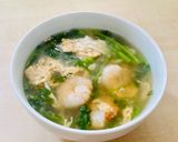 A picture of step 3 of Japanese Chrysanthemum Garlands (Tang-Oh) Egg Drop miso soup.