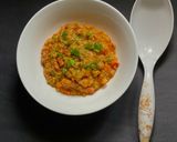A picture of step 6 of Chola’r Dal or Chana Dal Qeema Curry -for lunch in Thakurbari style.