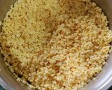 A picture of step 2 of Protein rich Yellow split Moong daal(gram lentils) Burfi.