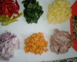 A picture of step 1 of Stir fry Potato soup.