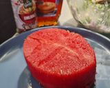 Rukkolás, "túrós" dinnyesaláta (vegán) recept fázis 2 fotója