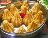 A picture of step 4 of Besan(roasted chanadal) Modak.