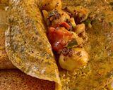 A picture of step 4 of Besan Cheela with Kasuri Methi.