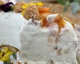 A picture of step 6 of Yogurt, Peach, and Amaretti Ice Cream Cake.