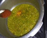 A picture of step 3 of Spinach Brinjal Potato Sabji.