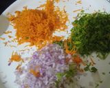 A picture of step 1 of Paneer semolina open toast.