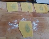 A picture of step 4 of Open Raviolo with Béchamel and Mushrooms.