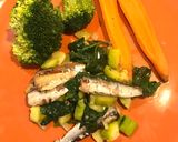 Une image de l'étape 4 de Courgettes, épinard avec sardines.