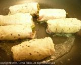A picture of step 3 of Pork-Wrapped Pickles.