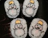 A picture of step 17 of Decorated Sushi Rolls: Snowmen Nori Rolls.