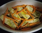 A picture of step 3 of Pista Pesto Pasta with baked Veg & Halloumi.