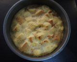 A picture of step 6 of Bread Pudding Cake with Caramelized Bananas.