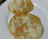 Foto del paso 8 de la receta: Arepa🫓de calabacin🥯y zanahoria rellena de pollo🍗queso🧀cebolla🧅caramelizada y salsa de ajo🧄🌿🥯