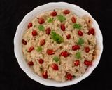 A picture of step 4 of Barnyard millet Farali Upma with cucumber raita.