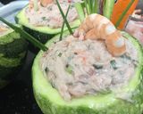 Hình bước làm 4 của món Tôm nhồi bí đỏ
