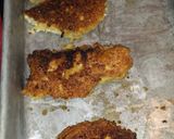 A picture of step 6 of Breaded pork loin chops with a side of mashed potatoes topped with bacon, cheese,green onion.