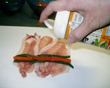 A picture of step 3 of Carrot and Green Bean Pork Wraps.