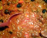 A picture of step 3 of linguine in meat sauce.
