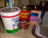 A picture of step 1 of Amy's Amazing chili dogs on the go.