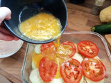 Pastel de calabacín, tomate, york y queso