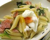 A picture of step 6 of Bacon and Spinach Penne Pasta.