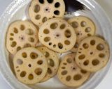 A picture of step 1 of An Easy and Quick Dish! Crispy Lotus Root Steak.