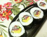 A picture of step 5 of Seafood Ehomaki (Lucky Fat Sushi Rolls).