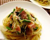 A picture of step 7 of Spinach and Bacon Cream Pasta.