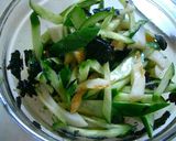 A picture of step 2 of Cucumber and Chikuwa Fishcake Sticks Seasoned with Spicy Seaweed.