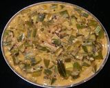 A picture of step 2 of Ladies finger in coconut milk.