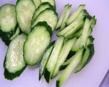 A picture of step 1 of Cucumber and Ham Bang-Bang Style Salad.