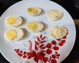 A picture of step 2 of Masala boiled egg street style.