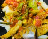 A picture of step 4 of Eggplant curry.
