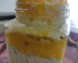 A picture of step 4 of Mango coconut overnight jar.