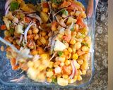 A picture of step 9 of Chana chat in crisp bowl.