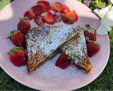 A picture of step 5 of Nutella stuffed French toast with strawberry 🍓🍫.