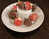 A picture of step 9 of Holiday White and Dark Chocolate covered Strawberries.