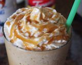A picture of step 3 of Starbucks-style Caramel Frappuccino.
