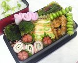 A picture of step 13 of For Bento Boxes: Edamame and Cheese Tamagoyaki (Japanese Rolled Omelet).